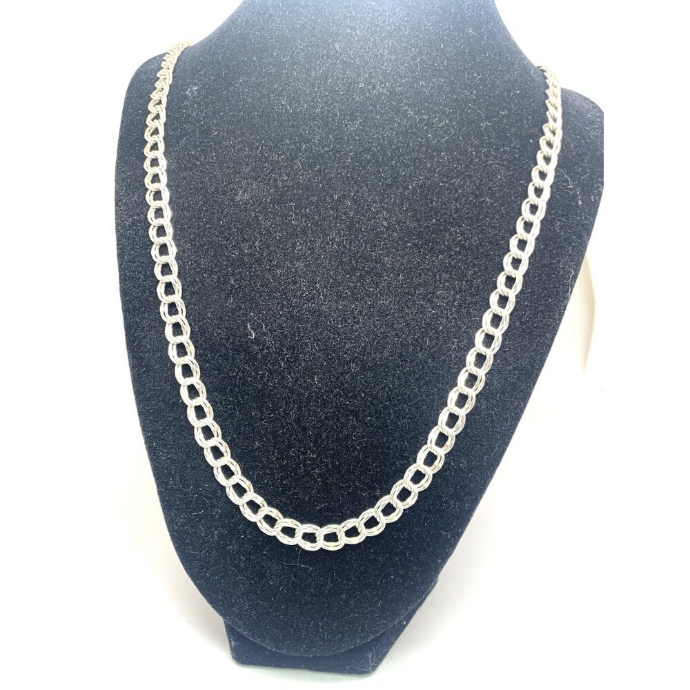 Long Necklace 26'' Sterling Silver 925 7mm Link Made in Italy Estate Jewelry
